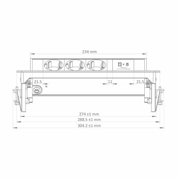 POP UP ugradna utičnica Commel 3x schuko 2xUSB A+C nikal - Slika 3