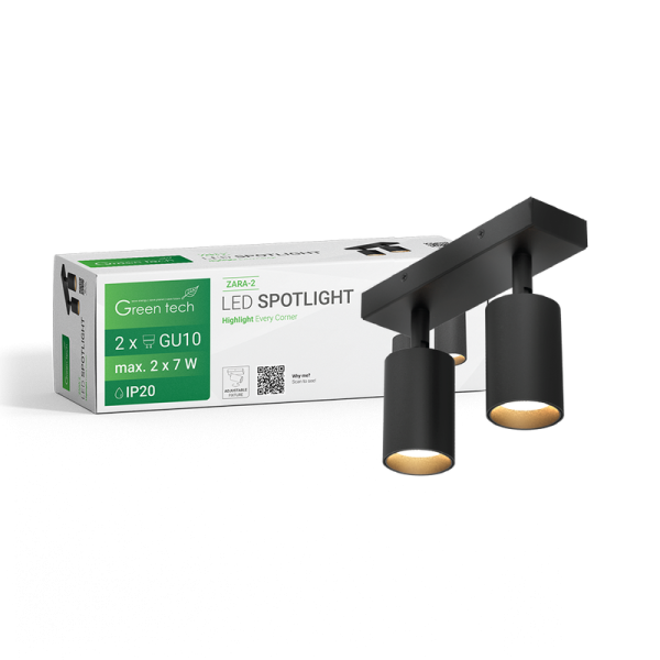 LED spot lampa Green Tech 2 x GU10 crna