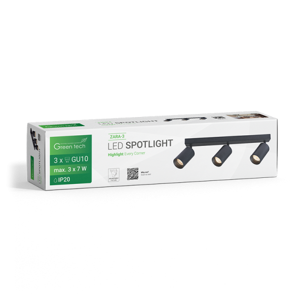 LED spot lampa Green Tech 3 x GU10 crna - Slika 3