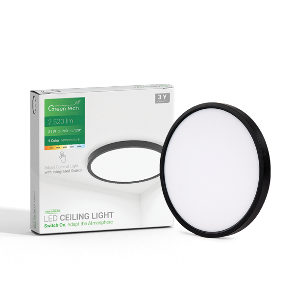 LED plafonjera Green Tech 24W 5 CCT 3000K-3500K-4000K-5000K-6500K, Ø 40 cm Crna - Slika 7