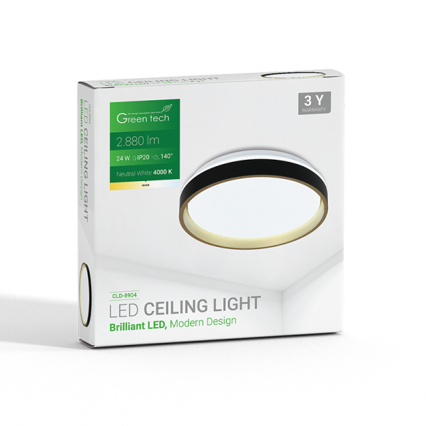 LED plafonjera Green Tech Brilliant 24W 4000K 39cm crno zlatna - Slika 4