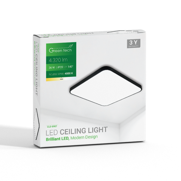 LED plafonjera Green Tech Brilliant 36W 4000K 48x48cm crna - Slika 4