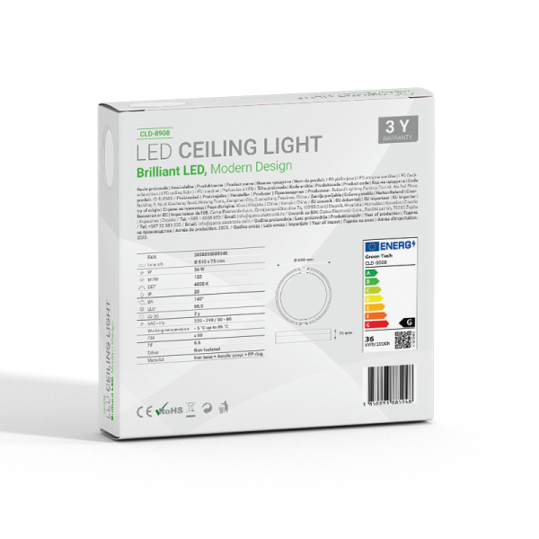 LED plafonjera Green Tech Brilliant 36W 4000K 51cm bijela - Slika 5