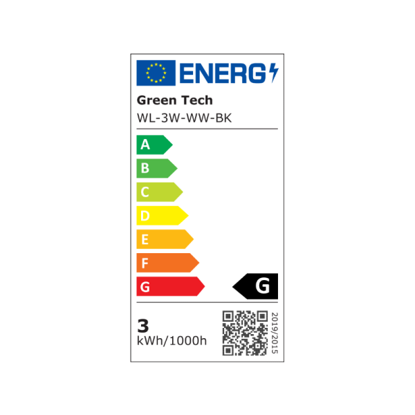 LED zidna lampa Green Tech 3W, 3000K, crna boja - WL-3W-WW-BK - Slika 8