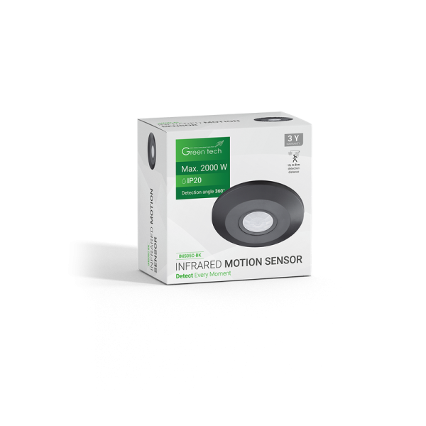 Infracrveni nadgradni senzor pokreta Green Tech IMS05C, IP20, 360° - IMS05C-BK - Slika 4