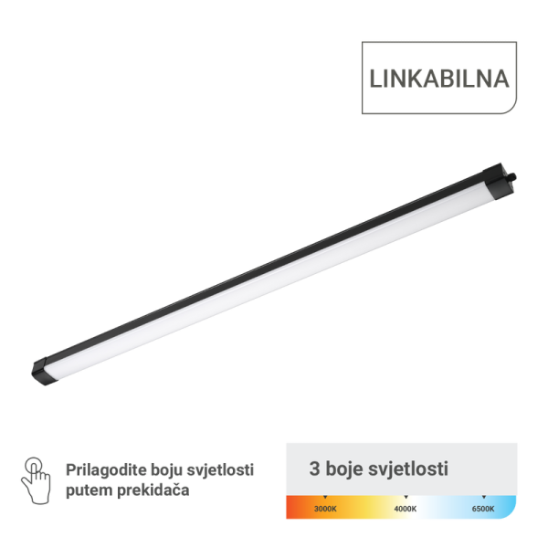 LED vodotijesna nizajuća lampa Green Tech 70W 3CCT IP65 crna