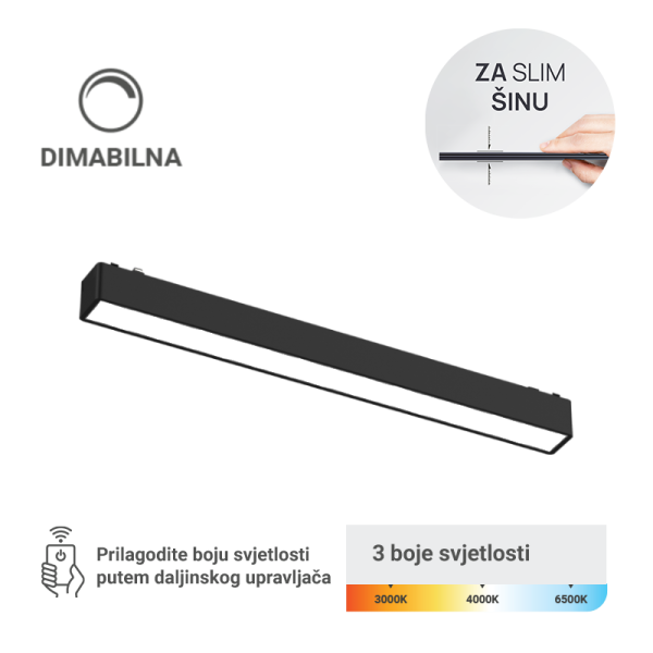 LED magnetna svjetiljka Green Tech, 18W, 3CCT, LED Osram, Dimabilna za slim šinu - MG01-18W-3CCT