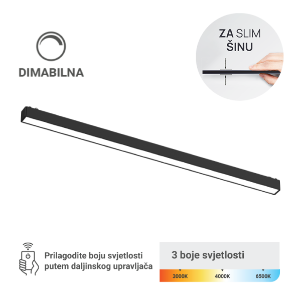 LED magnetna svjetiljka Green Tech, 24W, 3CCT, LED Osram, Dimabilna za slim šinu - MG01-24W-3CCT