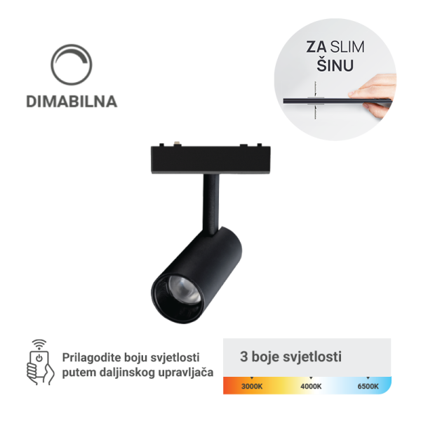 LED magnetna svjetiljka Green Tech, 10W, 3CCT, LED Osram, Dimabilna za slim šinu - MG07-10W-3CCT