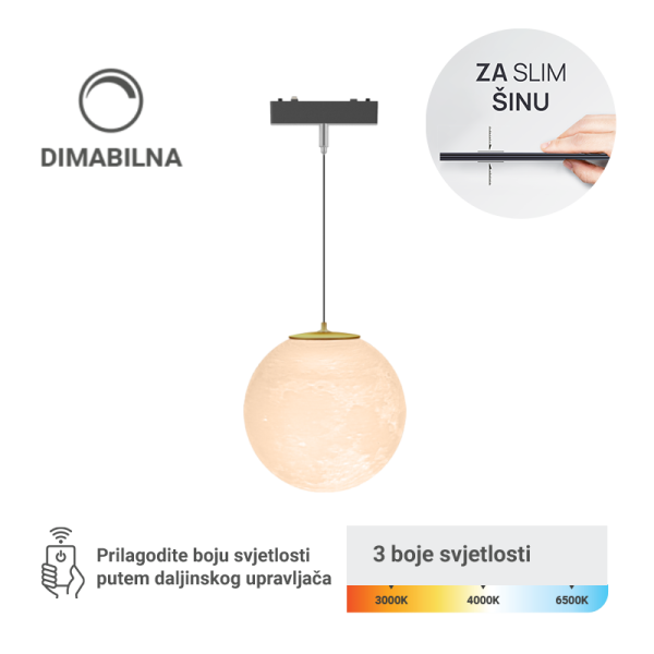 LED magnetna svjetiljka Green Tech, 6W, 3CCT, LED Osram, Dimabilna za slim šinu - MG17-6W-3CCT