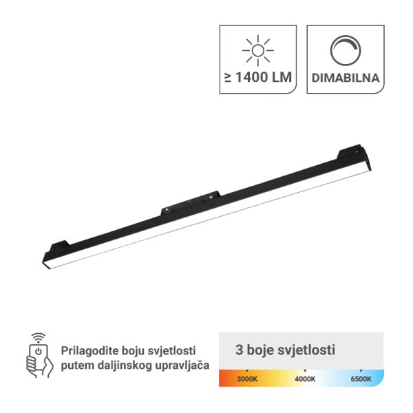 LED magnetna svjetiljka Green Tech 20W, 3CCT, IP20, OSRAM LED, crna boja - MT01-20-20W-3CCT