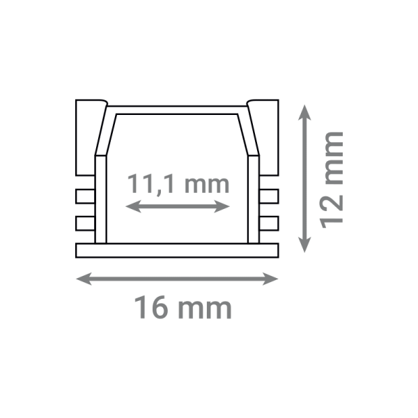 Aluminijski profil Green Tech 16 x 12 x 1000 mm, nadgradni - AP-11MM04 - Slika 3