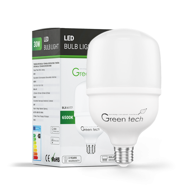 LED žarulja Green Tech 30W, 6500K, E27, T100, Flux: 3000 lm, IP40, Epistar chip - BLX-6177