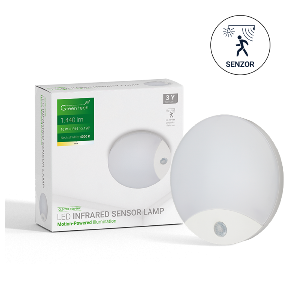 LED plafonjera sa senzorom Green Tech 16W, 4000K, promjer 25cm - CLS-71B-16W-NW